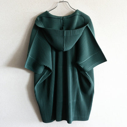 HOMME PLISSE ISSEY MIYAKE Pleated Hoodie Green Size 2