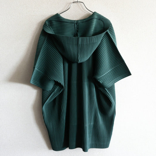HOMME PLISSE ISSEY MIYAKE Pleated Hoodie Green Size 2