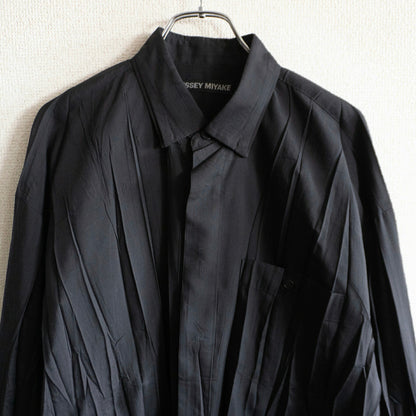 ISSEY MIYAKE MEN Pleated Shirt Black Size 1