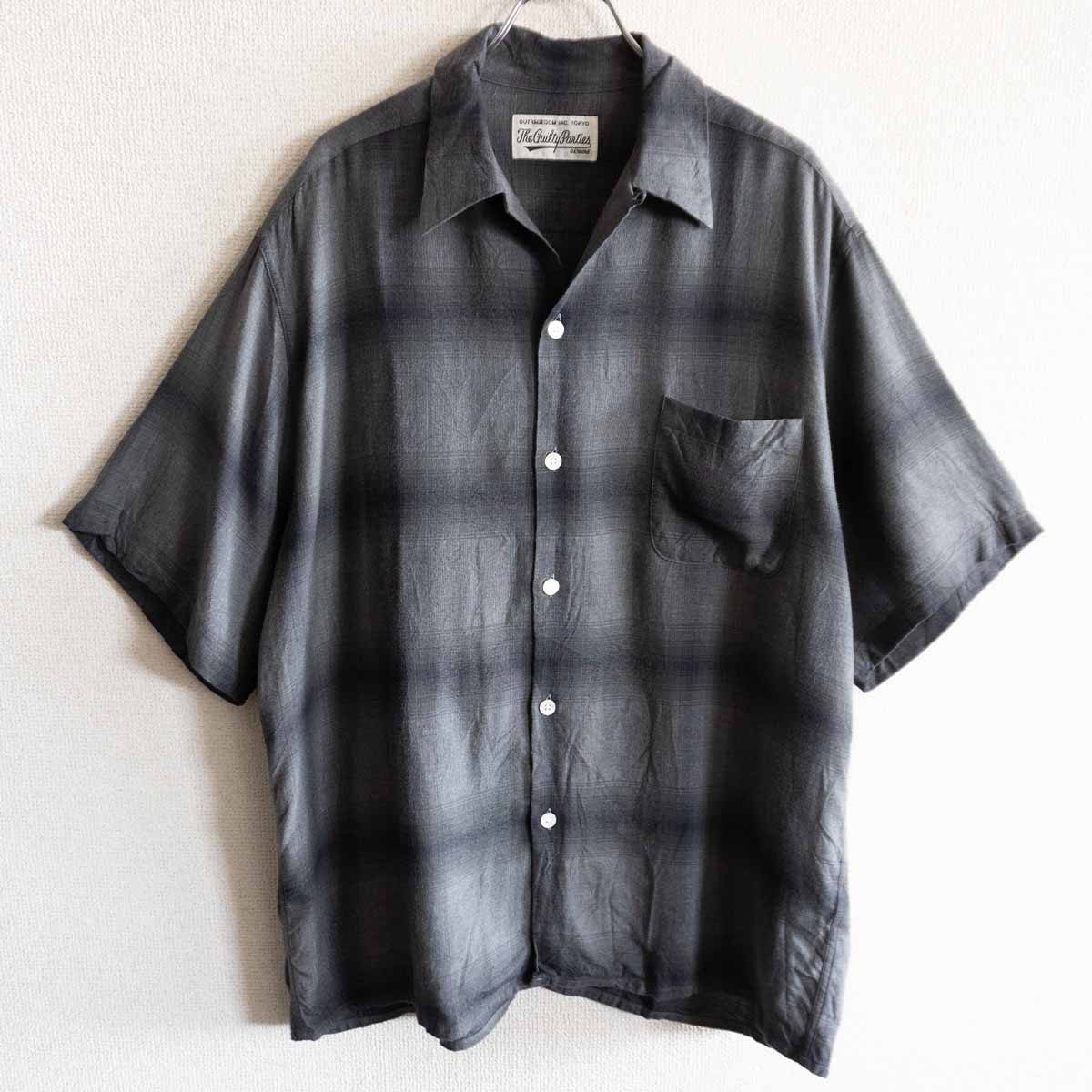 WACKO MARIA Ombre Check Rayon Open Collar Shirt Size L