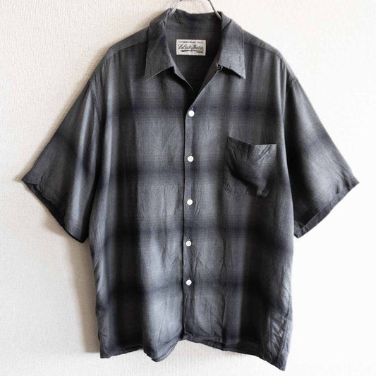WACKO MARIA Ombre Check Rayon Open Collar Shirt Size L