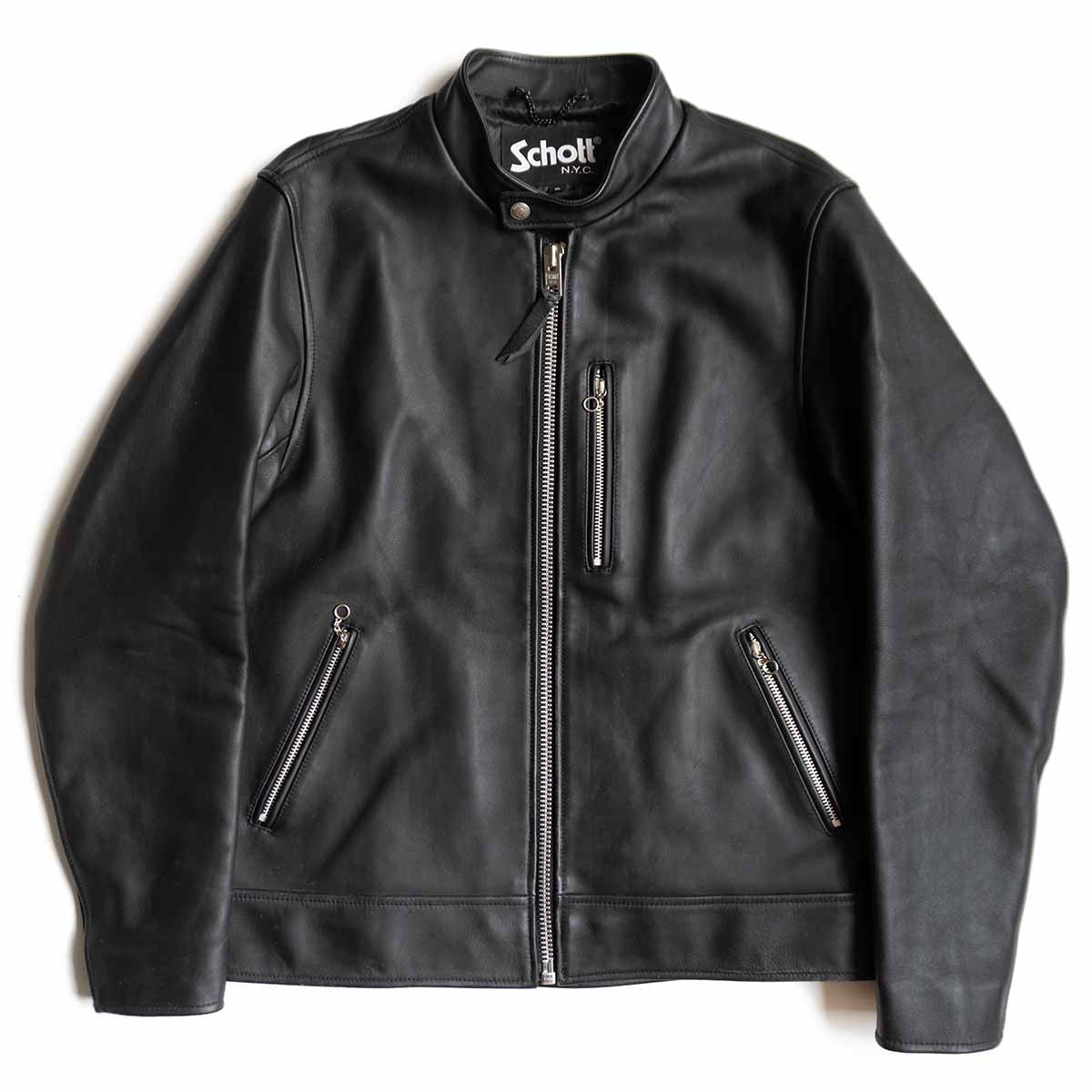 SCHOTT Sheepskin Cafe Racer Leather Jacket Size XL