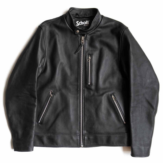 SCHOTT Sheepskin Cafe Racer Leather Jacket Size XL