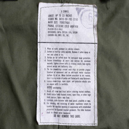 US ARMY 80s M-65 Fishtail Parka Coat Size XS
