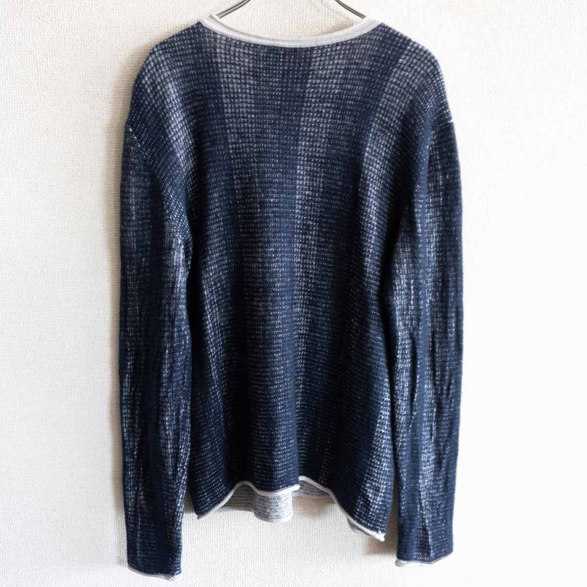 GIORGIO ARMANI Blue Cashmere Blend Jacquard Knit Top Size 54