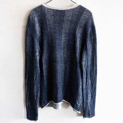 GIORGIO ARMANI Blue Cashmere Blend Jacquard Knit Top Size 54