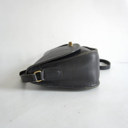 OLD COACH Black Turnlock Leather Shoulder Bag Size ONE SIZE
