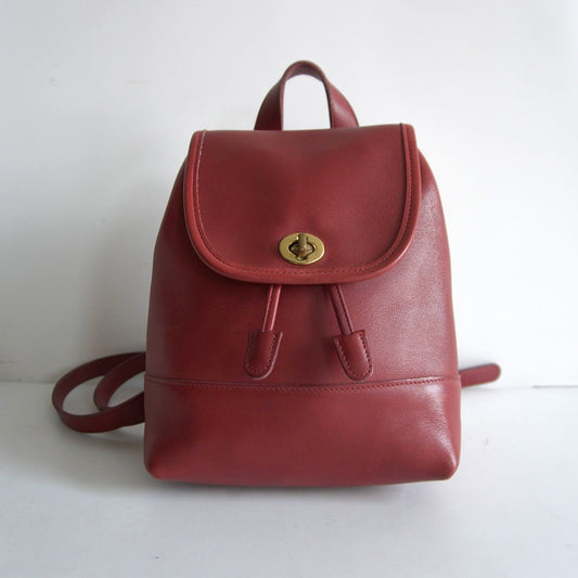 OLD COACH Red Leather Backpack 9960 Size ONE SIZE