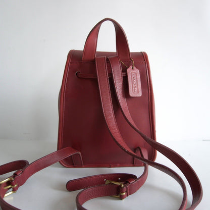 OLD COACH Red Leather Backpack 9960 Size ONE SIZE