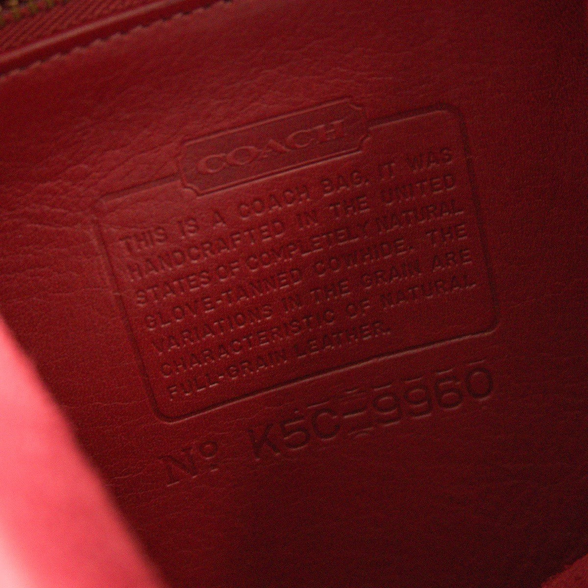 OLD COACH Red Leather Backpack 9960 Size ONE SIZE