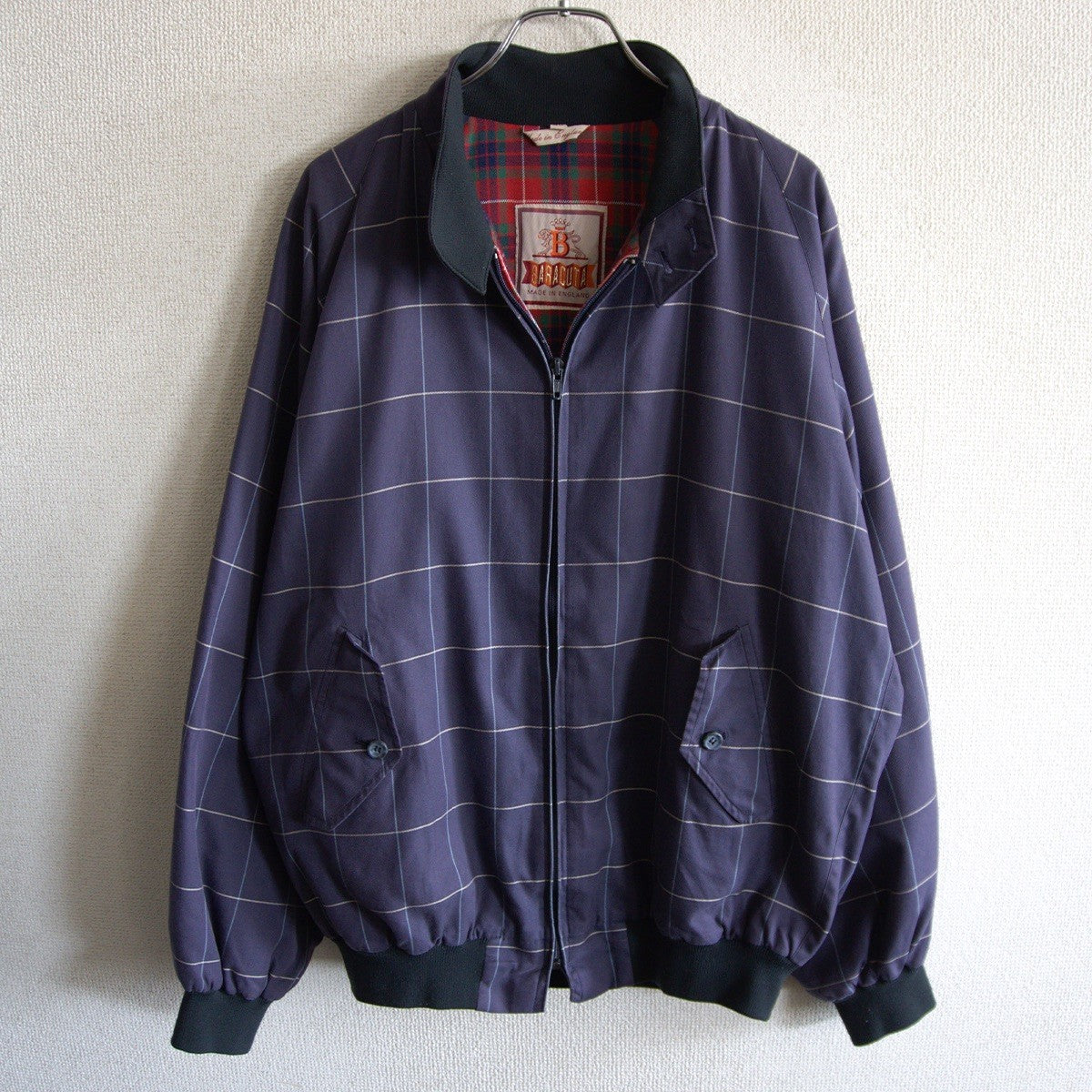 BARACUTA G9 Windowpane Check Harrington Jacket Size 40