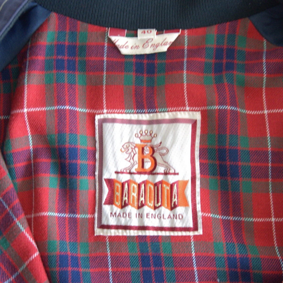 BARACUTA G9 Windowpane Check Harrington Jacket Size 40