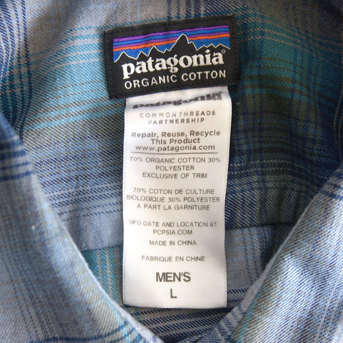 PATAGONIA 53856FA14 Check Long Sleeve Shirt Size L