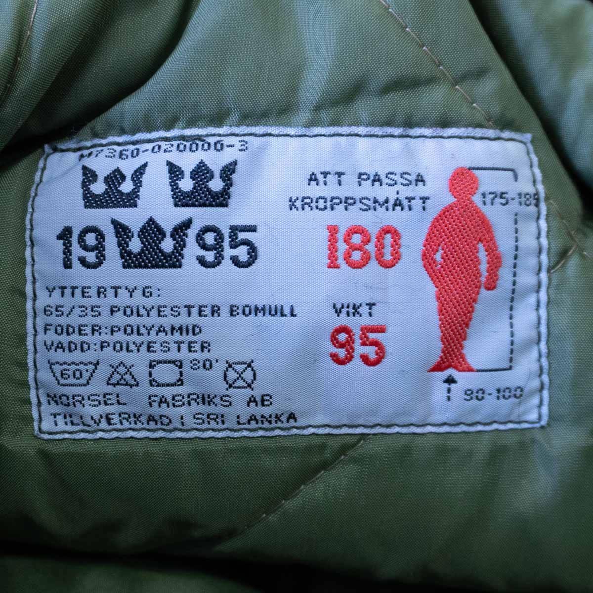 SWEDISH ARMY 90s M90 Quilted Parka Coat Size 180