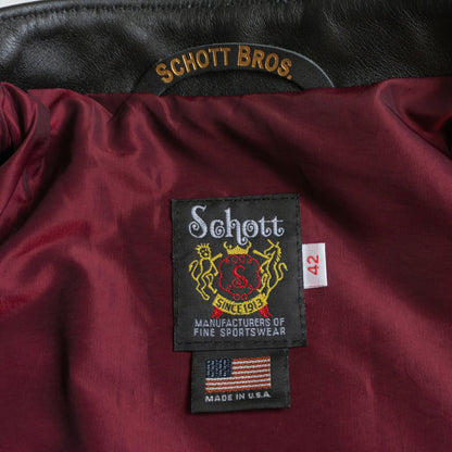 SCHOTT 641XX Single Rider Leather Jacket Black Size 42