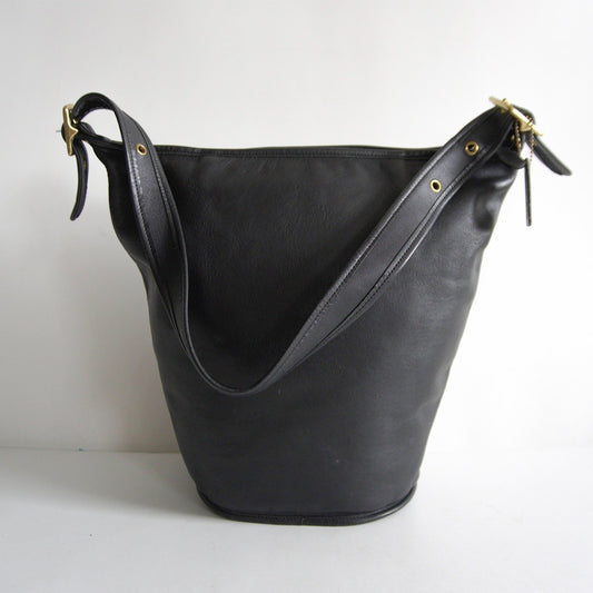 OLD COACH Black Bucket Leather Shoulder Bag Size ONE SIZE