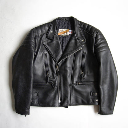 SCHOTT Black Padded Rider Leather Jacket Size 42