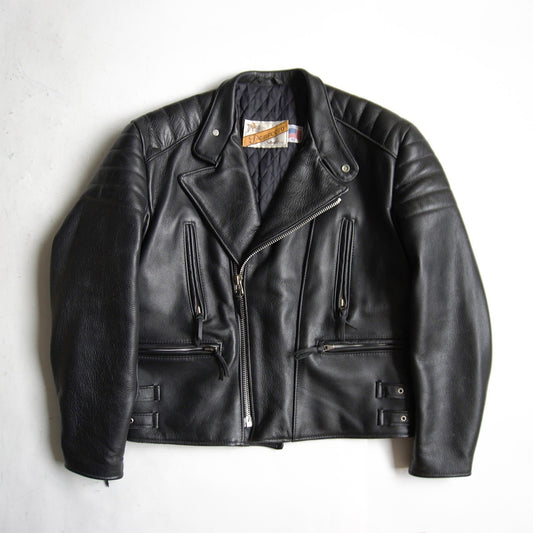 SCHOTT Black Padded Rider Leather Jacket Size 42