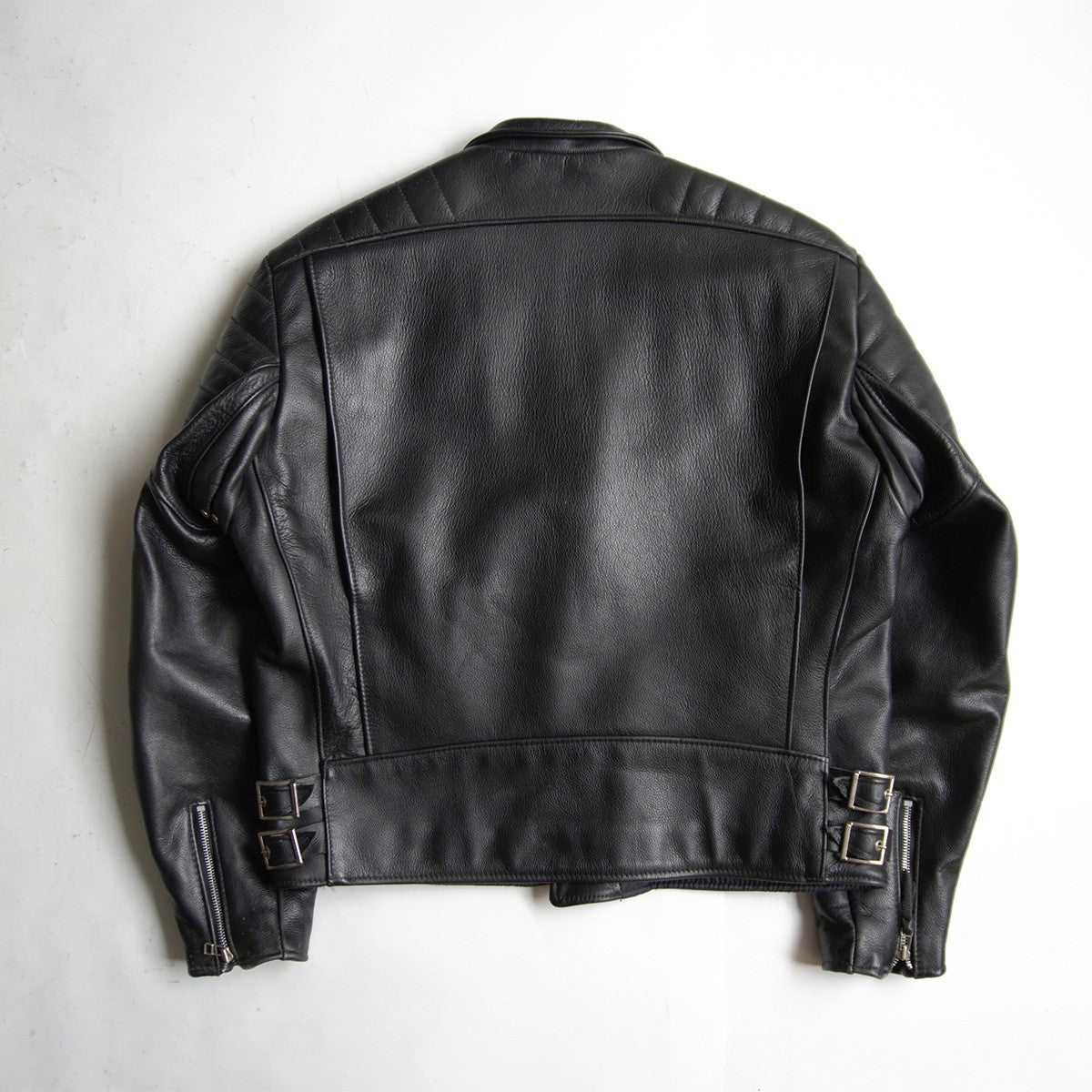 SCHOTT Black Padded Rider Leather Jacket Size 42