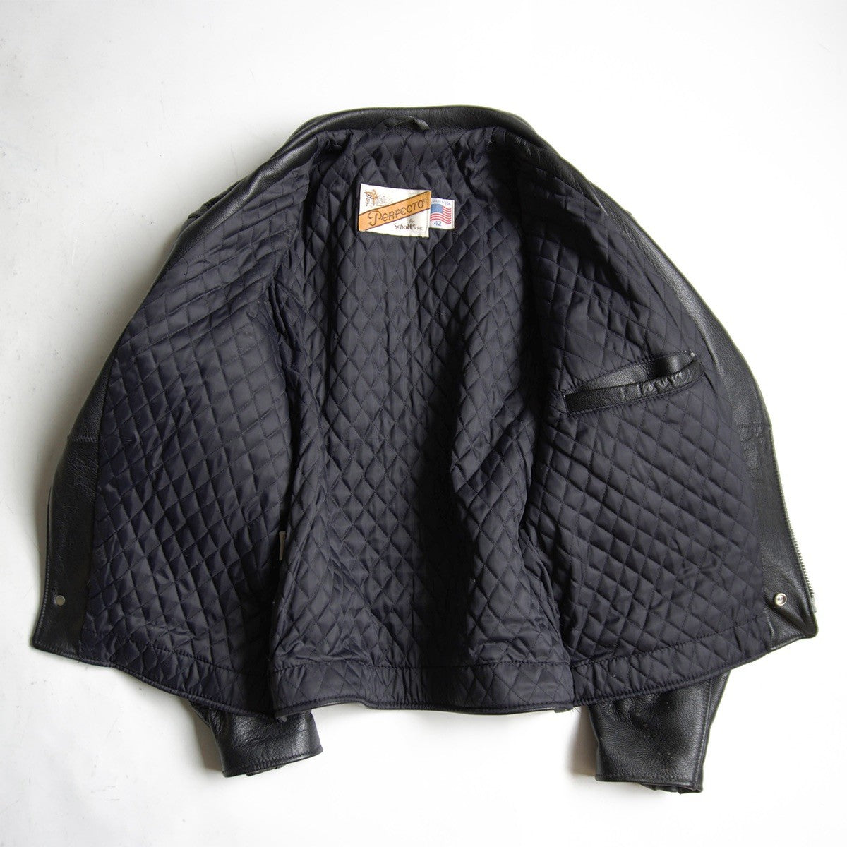 SCHOTT Black Padded Rider Leather Jacket Size 42