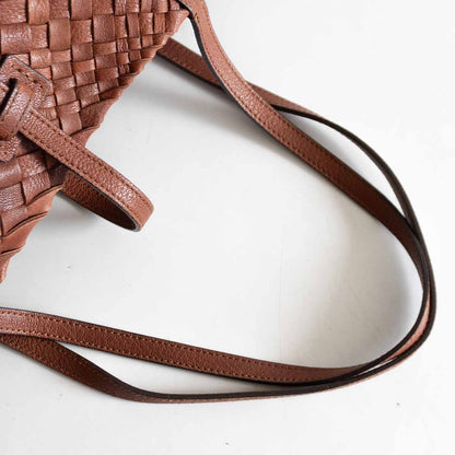 FALORNI Intrecciato Leather Tote Bag Brown Size ONE SIZE