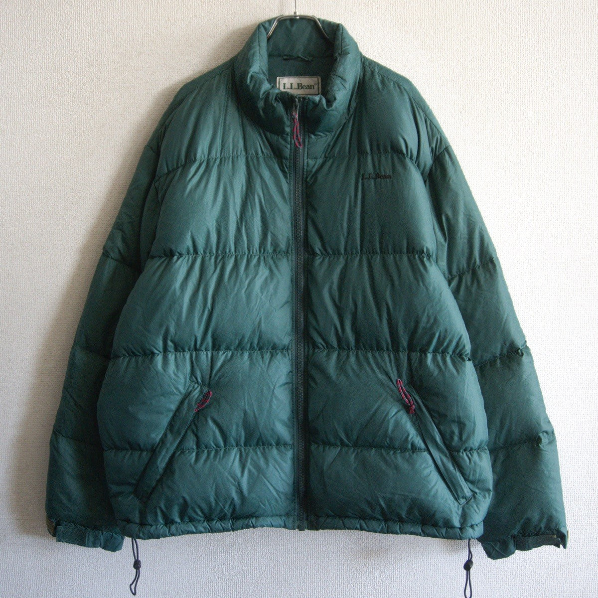 L.L.BEAN Embroidered Logo Drawcord Down Jacket Green Size XL