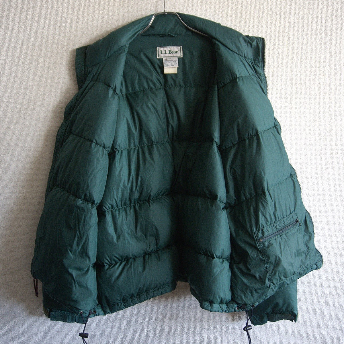 L.L.BEAN Embroidered Logo Drawcord Down Jacket Green Size XL