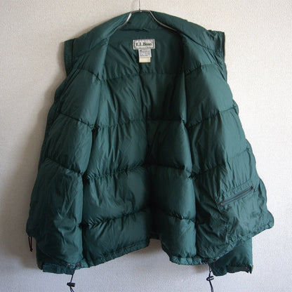 L.L.BEAN Embroidered Logo Drawcord Down Jacket Green Size XL