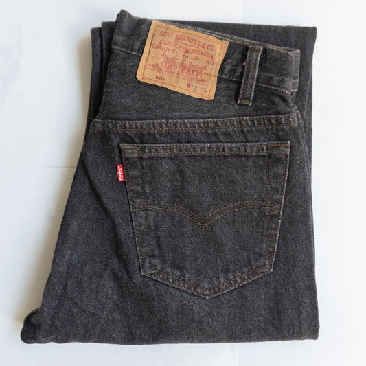 LEVI'S 90s USA 501 Black Pre-Dyed Jeans Size 32×34