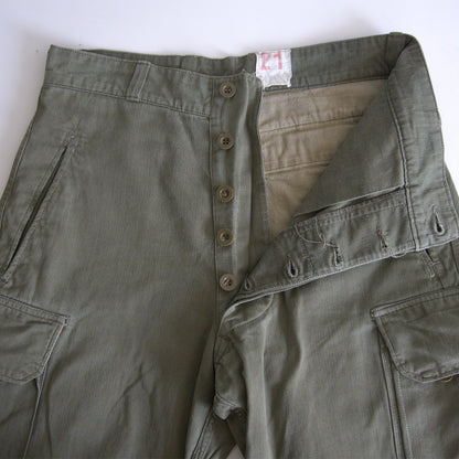 French Military 60s M47 Herringbone Cargo Pants Size 21