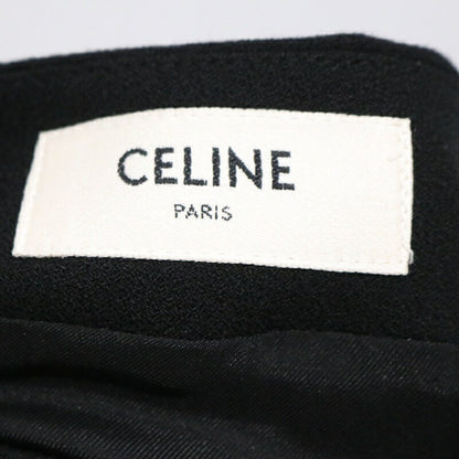 CELINE Wool Asymmetrical A-Line Skirt Black Size 34