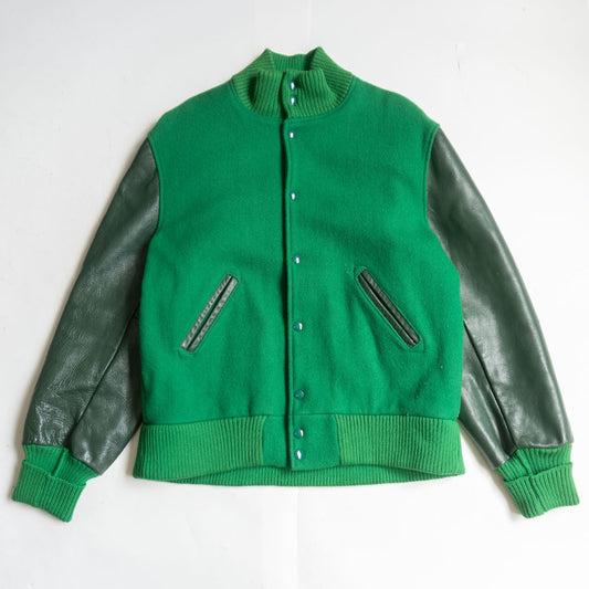 SKOOKUM Leather Sleeve Varsity Jacket Green Size L