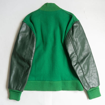 SKOOKUM Leather Sleeve Varsity Jacket Green Size L