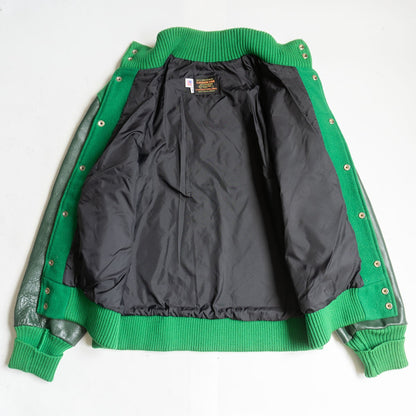 SKOOKUM Leather Sleeve Varsity Jacket Green Size L