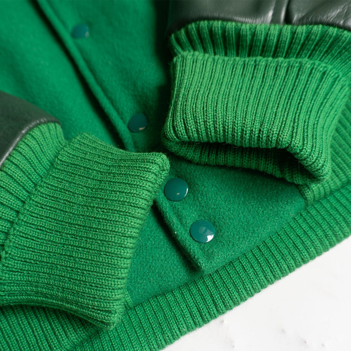 SKOOKUM Leather Sleeve Varsity Jacket Green Size L