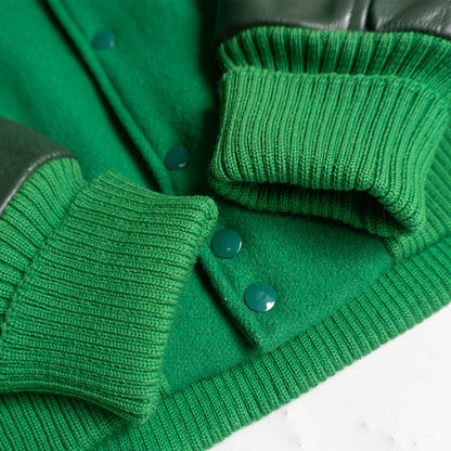 SKOOKUM Leather Sleeve Varsity Jacket Green Size L