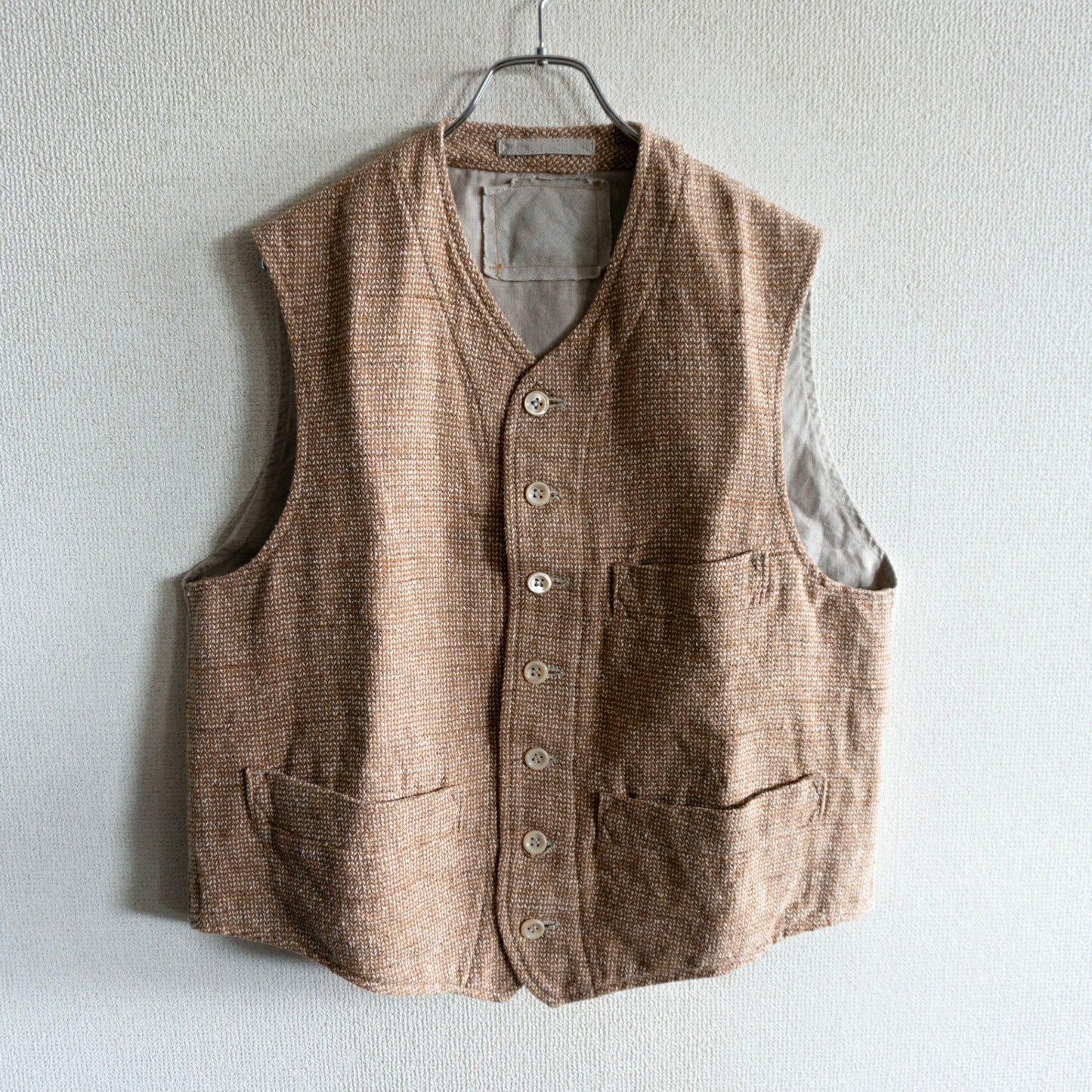 45R Linen Silk Cotton Tweed Vest Size L