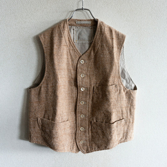 45R Linen Silk Cotton Tweed Vest Size L