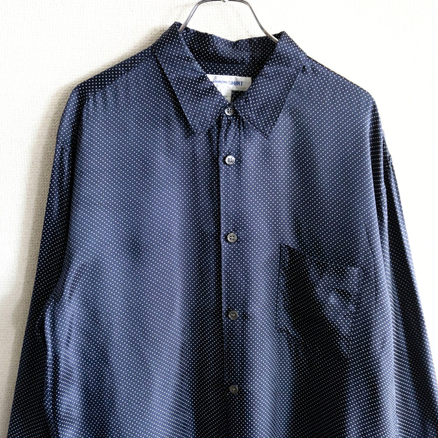 COMME des GARCONS SHIRT French Dot Rayon Shirt Navy Size L