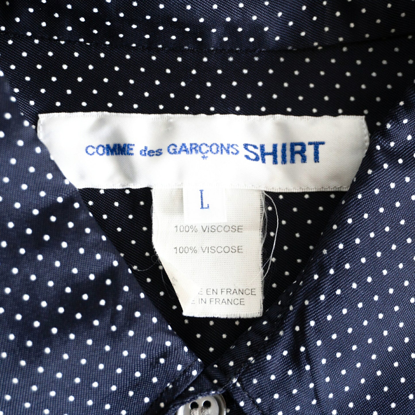 COMME des GARCONS SHIRT French Dot Rayon Shirt Navy Size L