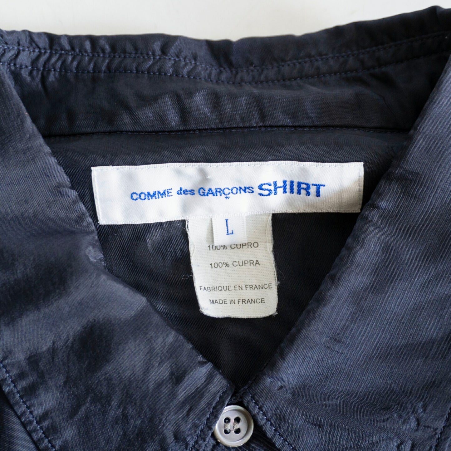 COMME des GARCONS SHIRT Cupro French-Made Shirt Blue Size L