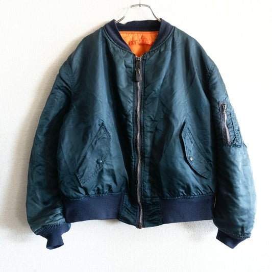 ALPHA INDUSTRIES 80s MA-1 Nylon Flight Jacket in USA Size L