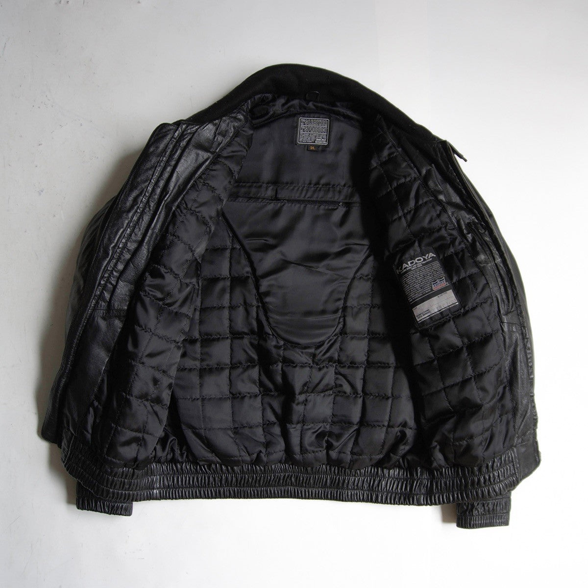 KADOYA Stand Collar Leather Jacket Black Size 3L