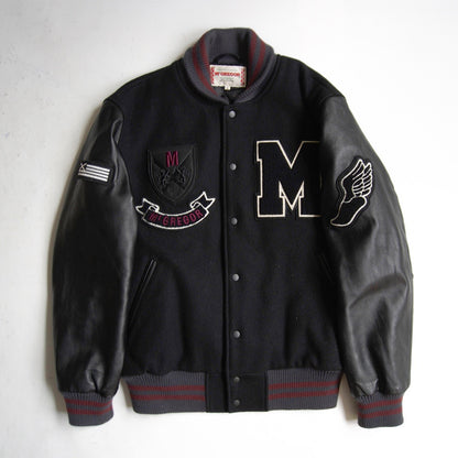 MCGREGOR Full-Deco Sleeve Leather Varsity Jacket Size L
