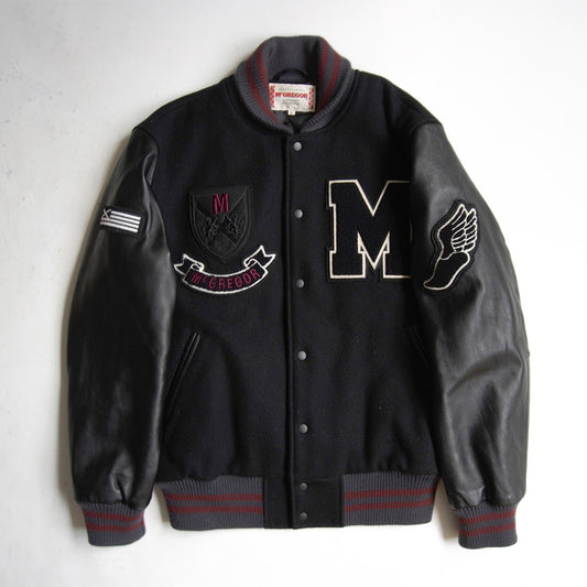 MCGREGOR Full-Deco Sleeve Leather Varsity Jacket Size L