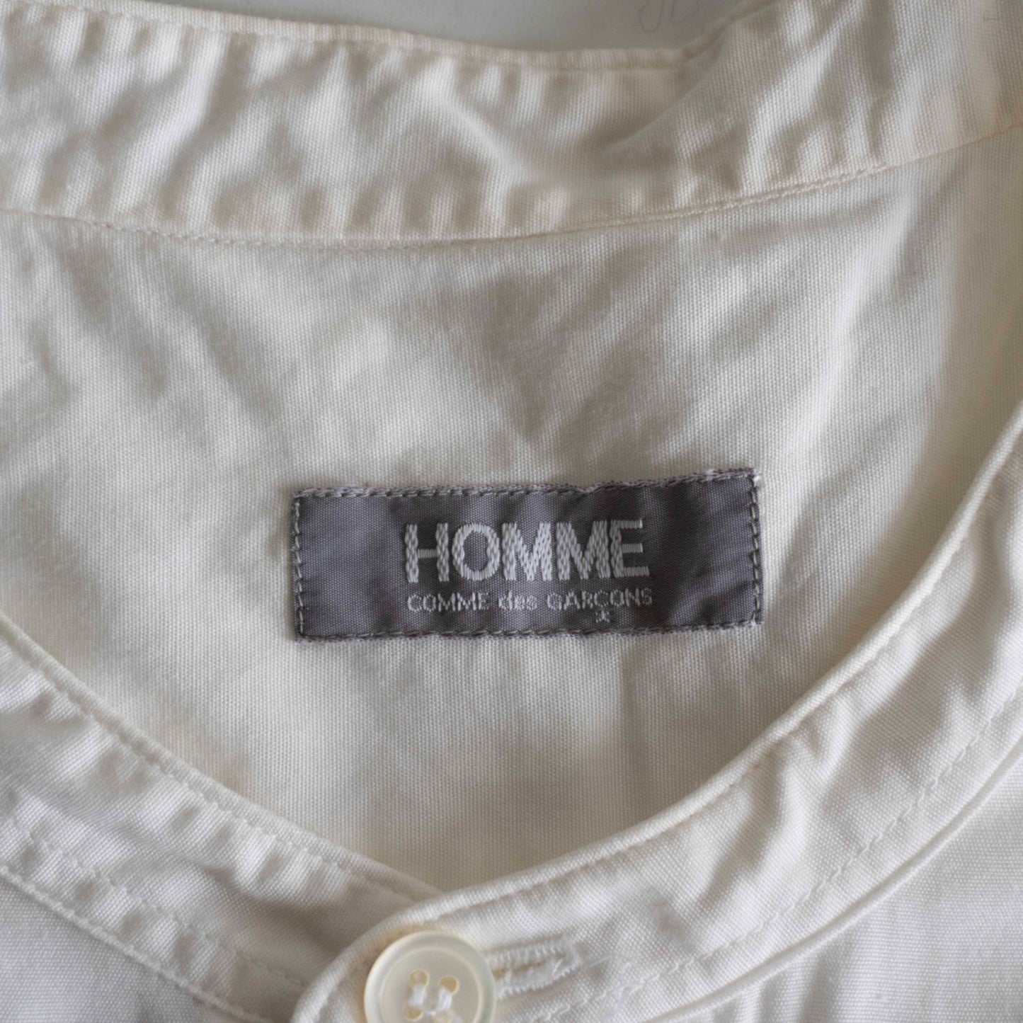 COMME des GARCONS HOMME 80s Band Collar White Shirt
