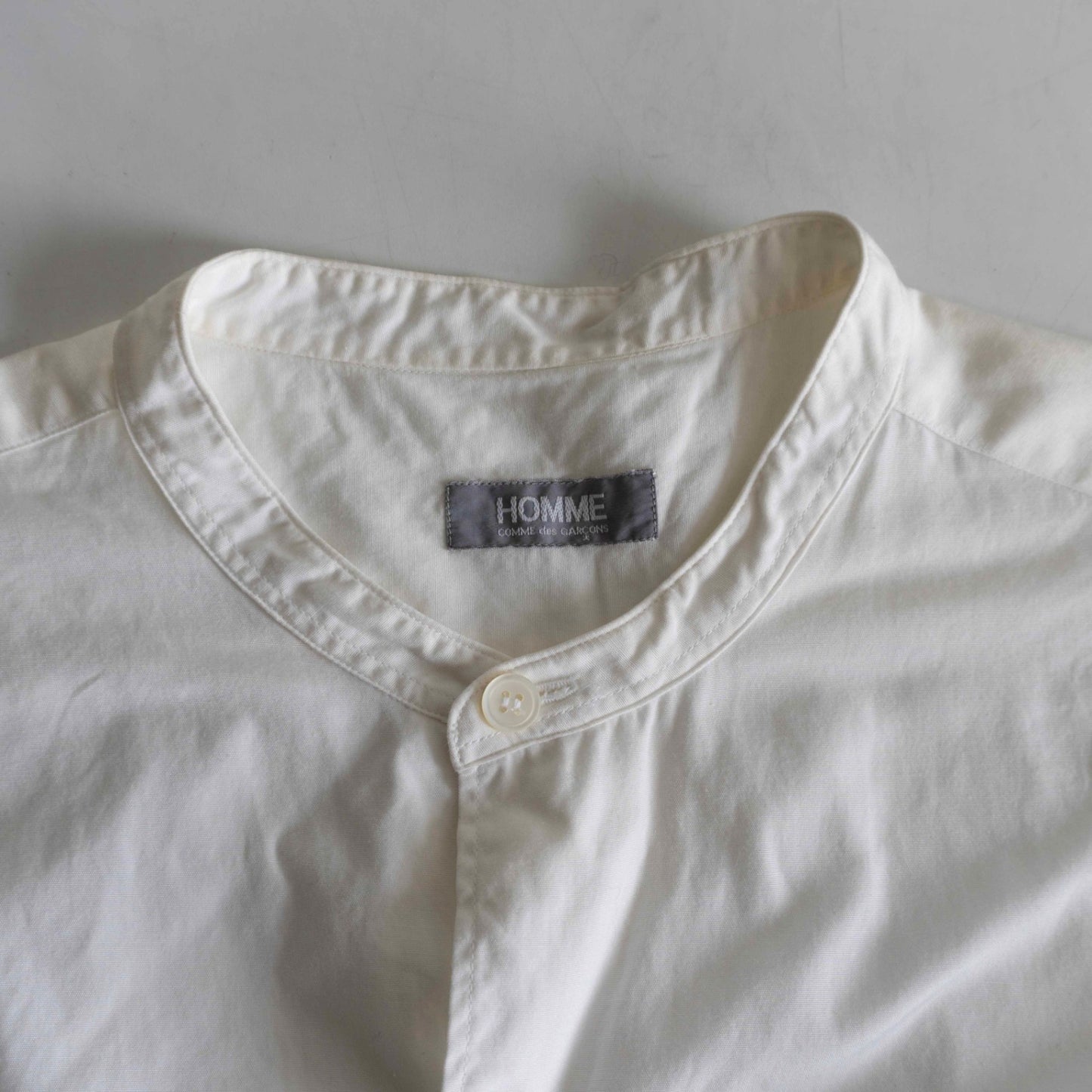 COMME des GARCONS HOMME 80s Band Collar White Shirt