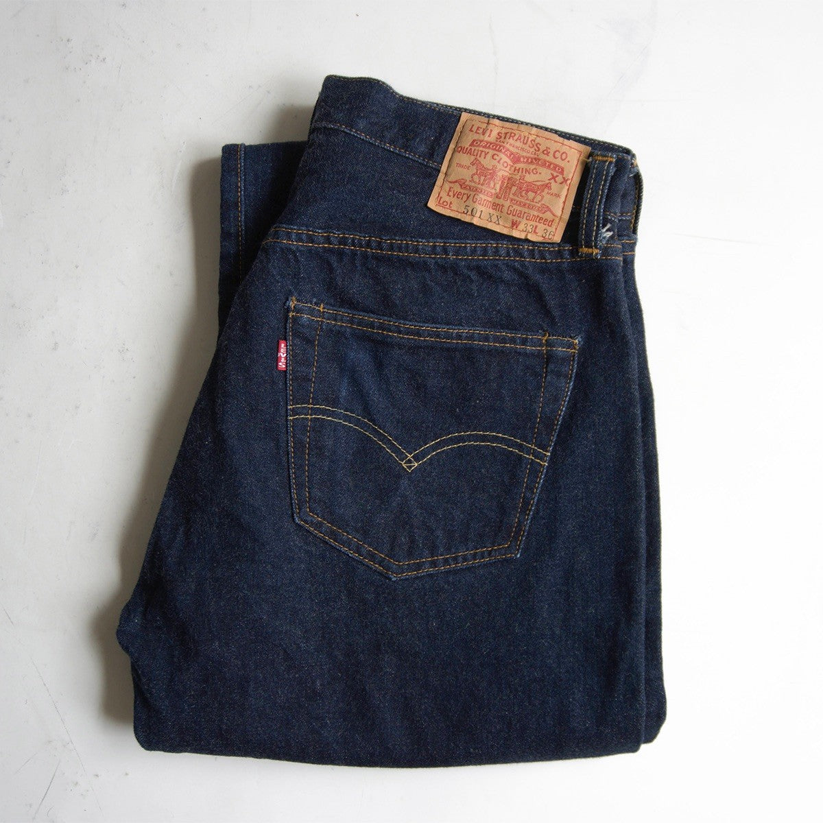 LEVI'S 501XX Big E Valencia USA Made Denim Jeans Size 33×36