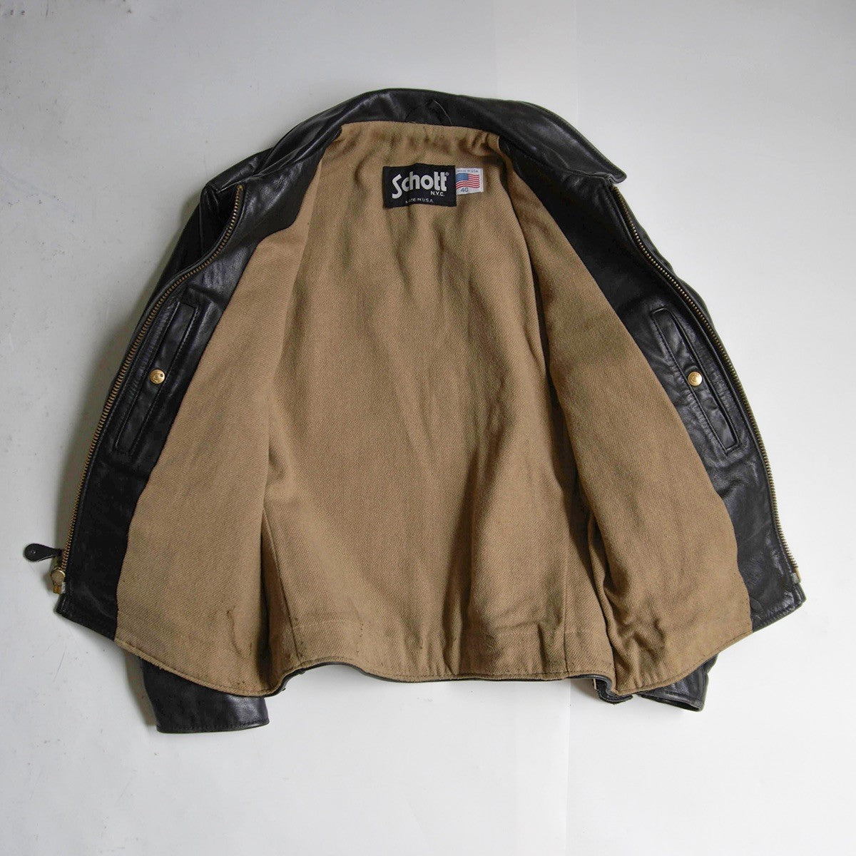 SCHOTT U14 Collared Leather Riders Jacket Size 40