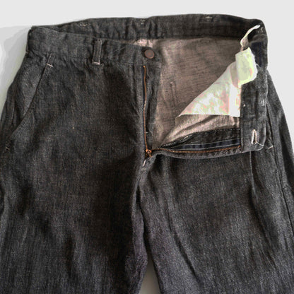 COMME des GARCONS HOMME 90s Cotton Linen Black Jeans Size S